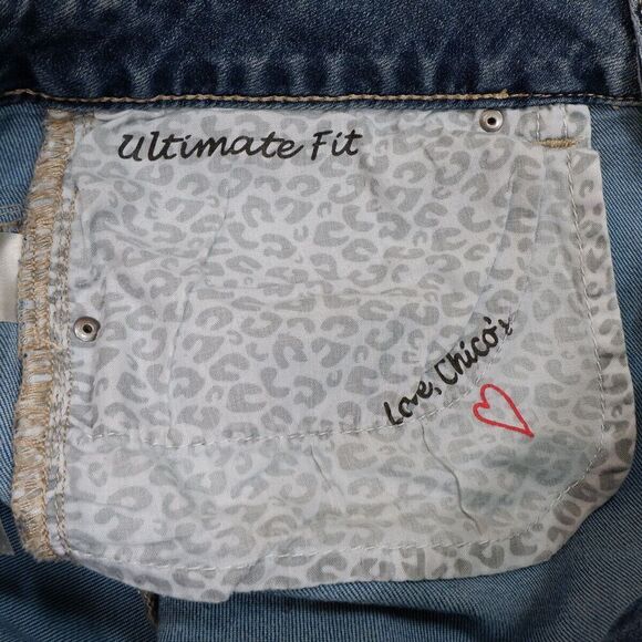 Chicos Slim Leg Jeans Size 00 (2) Womens Medium Wash Blue Denim Stretch 27x26 - Picture 10 of 13